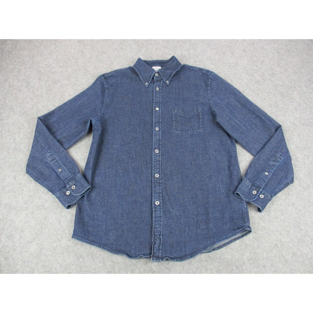 Brooks Brothers Button Up Men Medium Blue Denim Regent Long Sleeve Shirt Stretch